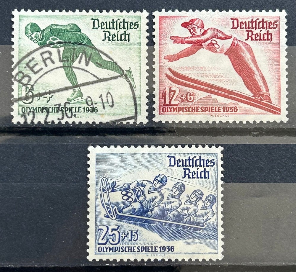 1935 German 3 Stamps set Mi:DR600-602 – Winter Olympics 1936 MNH / MH* used /301