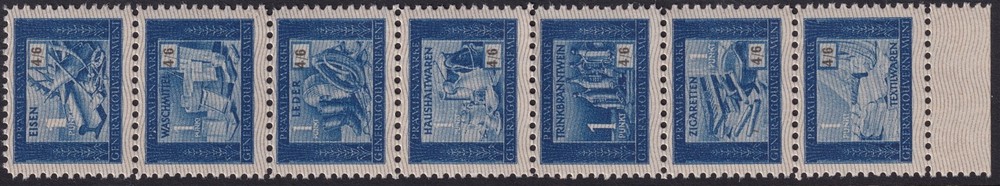 Stamp Germany Poland General Gov’t Revenue WWII Goods Tax Strip of 7 MNG