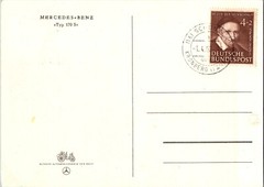 1952 Germany Colored Picture Postcard Family Ride Mercedes Benz Type 170 S Car