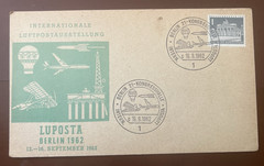 Germany 1962 Berlin LUPOSTA Exhibition Cover–Special Cancel Luftpostausstellung
