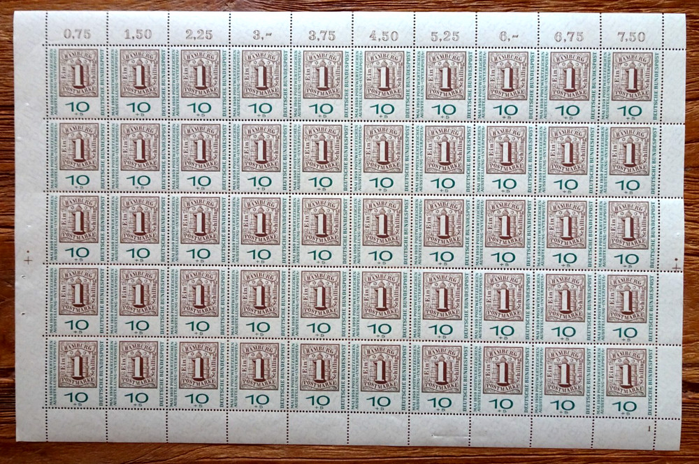 Sheet Stamp No. 310a Form Number FN-1 Postfrisch INTERPOSTA BRD 1959 MNH