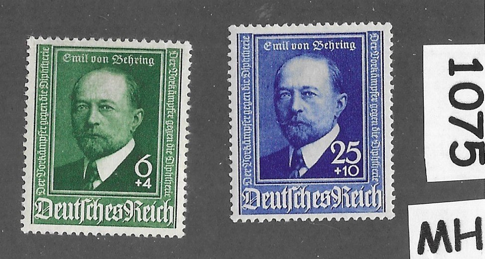 MH stamp set B186-187 Emil von Behring / 1940 Germany Third Reich #1075