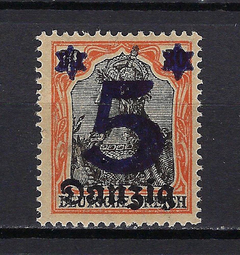 Germany Danzig Stamp SG 16 sc 19 Germania – Overprint and Surcharge 1920 MH