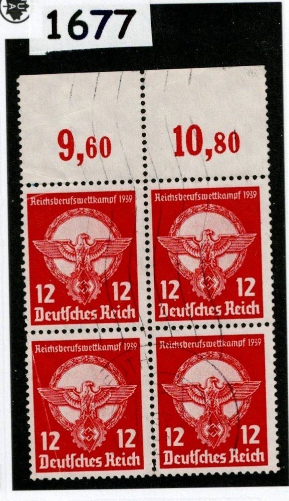 Stamp block Sc 491 1939 Third Reich era Germany Young Workers #1677