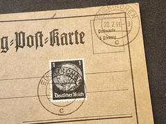 WW2 WWII German Third Reich Airmail Flug Post Karte postcard w Hindenburg stamp