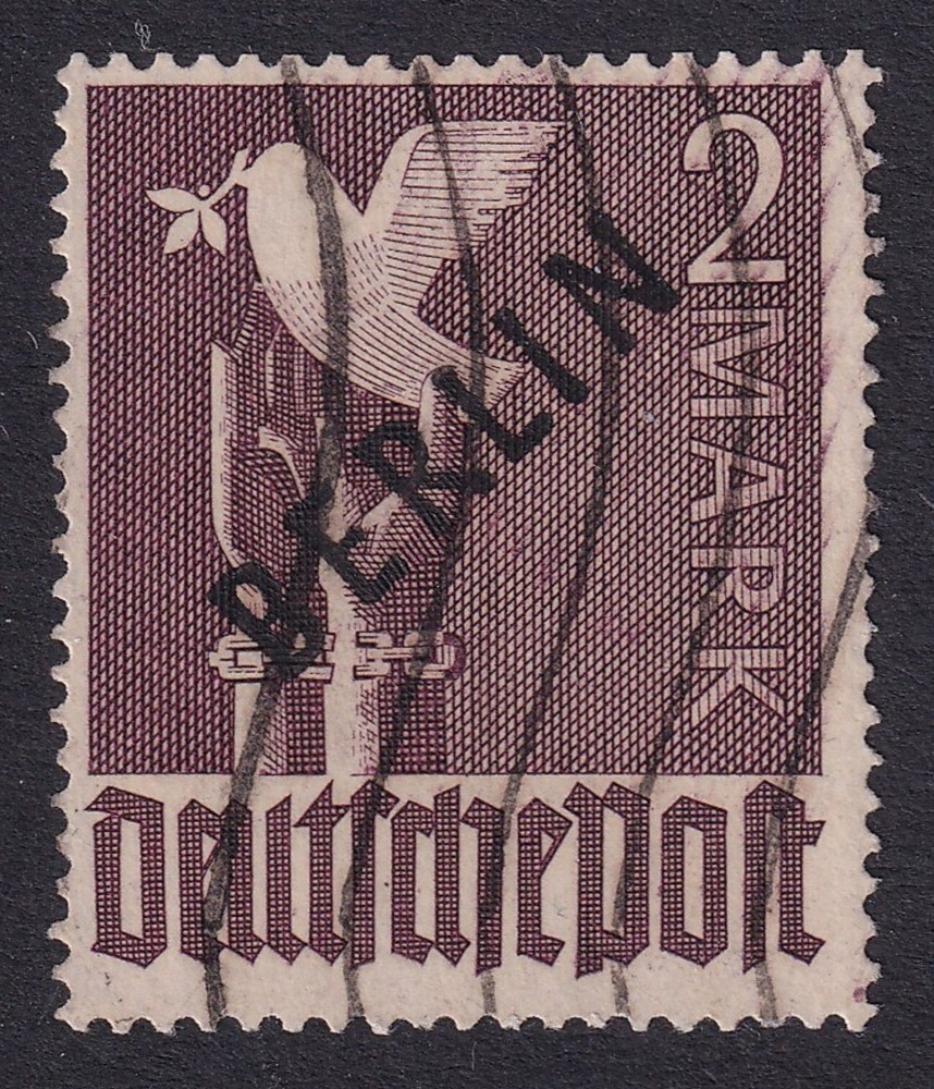 WEST BERLIN 1948 Dove of Peace 2m Black Overprint SG B18 Used (CV £650)