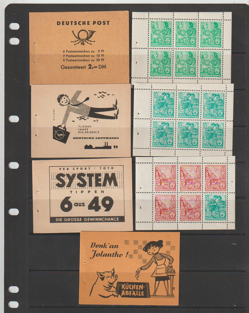 Germany DDR Full Booklet Scott #330c, 333a, 477b – MI MH 3B – 1959/1960 MNH