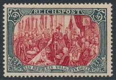 GERMANY – 1900 5Mk green/red REICHSPOST, type II, mint hinged – Michel # 66II