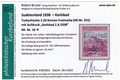 GERMANY OCCUPATION SUDETENLAND KARLSBAD MICHEL 10 BRUNEL CERT PERFECT MH