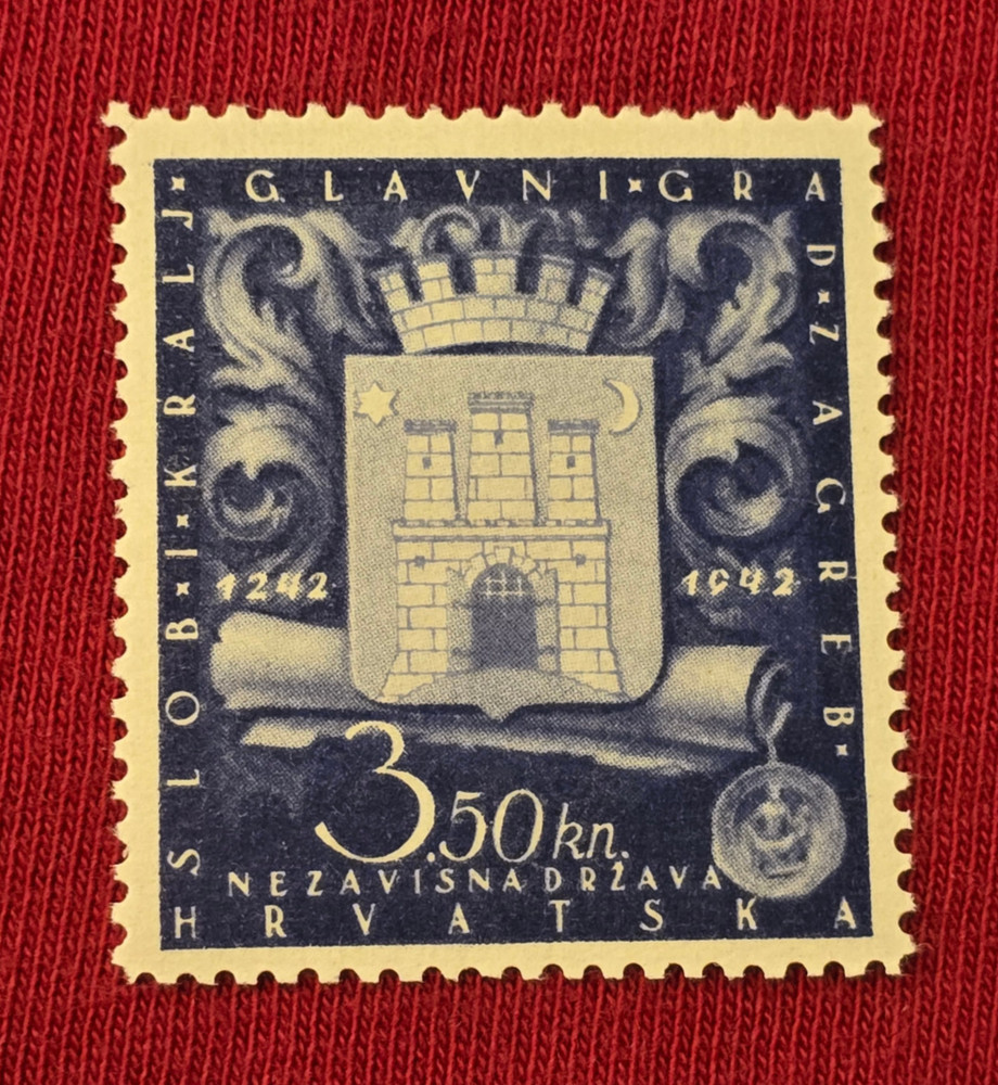 1943 WW2 WWII CROATIAN CROATIA CASTLE SHIELD NAZI GERMAN Third Reich stamp