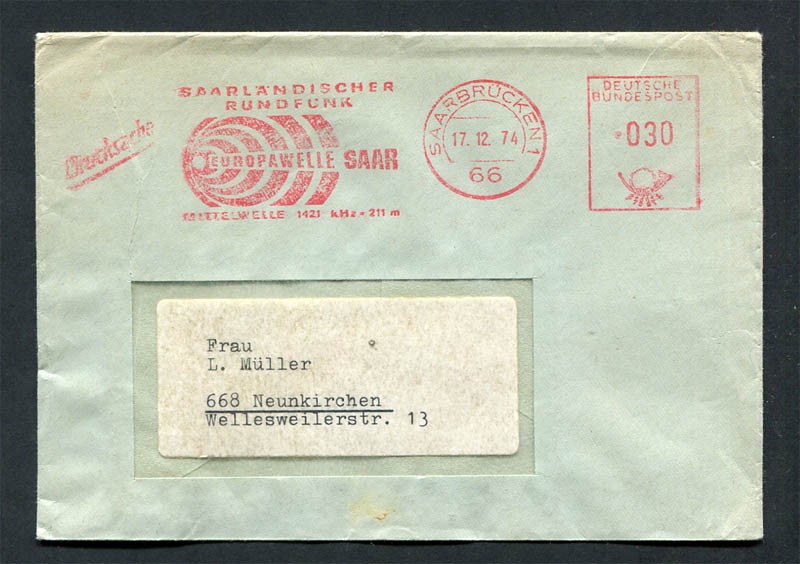 Germany – BRD : Company cover from 1974 – Saarbrücken 1 – machine franking used