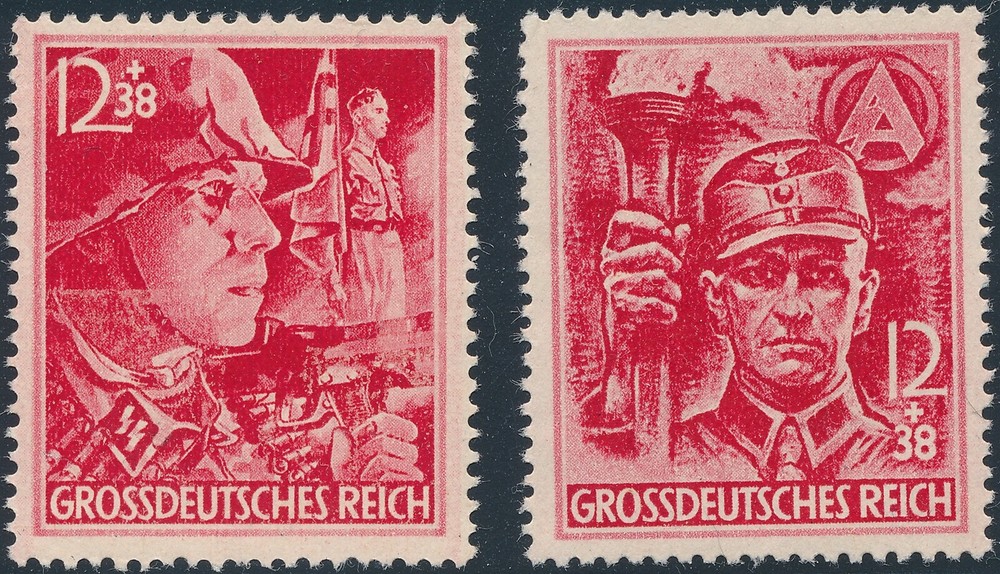 Stamp Germany Mi 909-10 Sc B292 1945 WWII 3rd Reich Wehrmacht Storm Trooper MNG