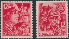 Stamp Germany Mi 909-10 Sc B292 1945 WWII 3rd Reich Wehrmacht Storm Trooper MNG