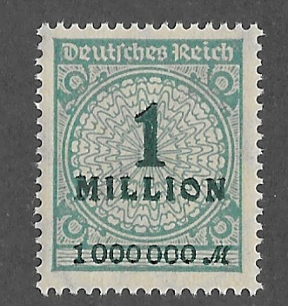 MNH stamp Overprint Blue-green 1 Million Scott #281 Weimar German Republic 1923