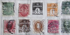 53 STAMPS 1800’s to 1930 – 28 DANZIG GERMAN & 25 DENMARK FROM STAMP ALBUM