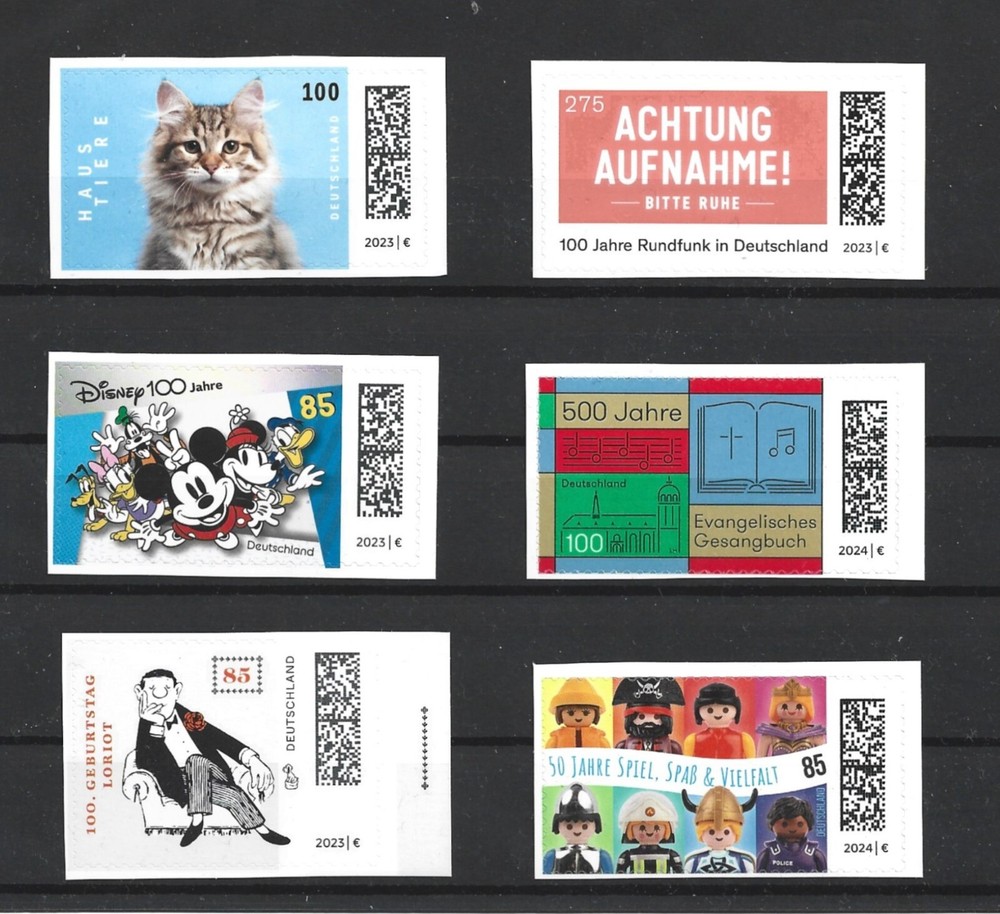Germany 2023 , 2024 Selection of Six Self Adhesive Stamps MNH
