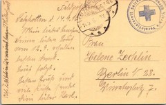 WWI Feldpost Postcard 1916 Salzkotten Red Cross Hospital Lazarett to Berlin N28