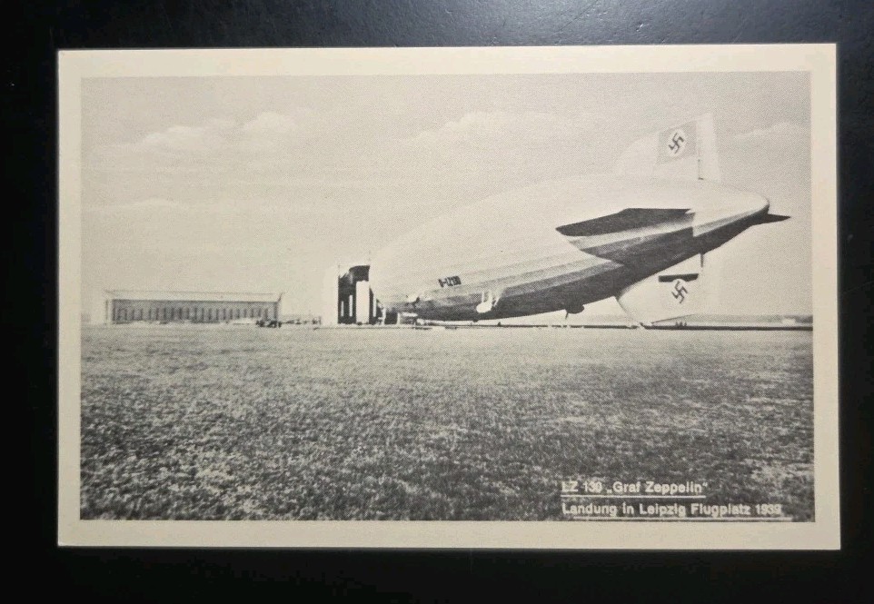 LZ-130 Graf Zeppelin II Landing at Leipzig Germany Airship Postcard