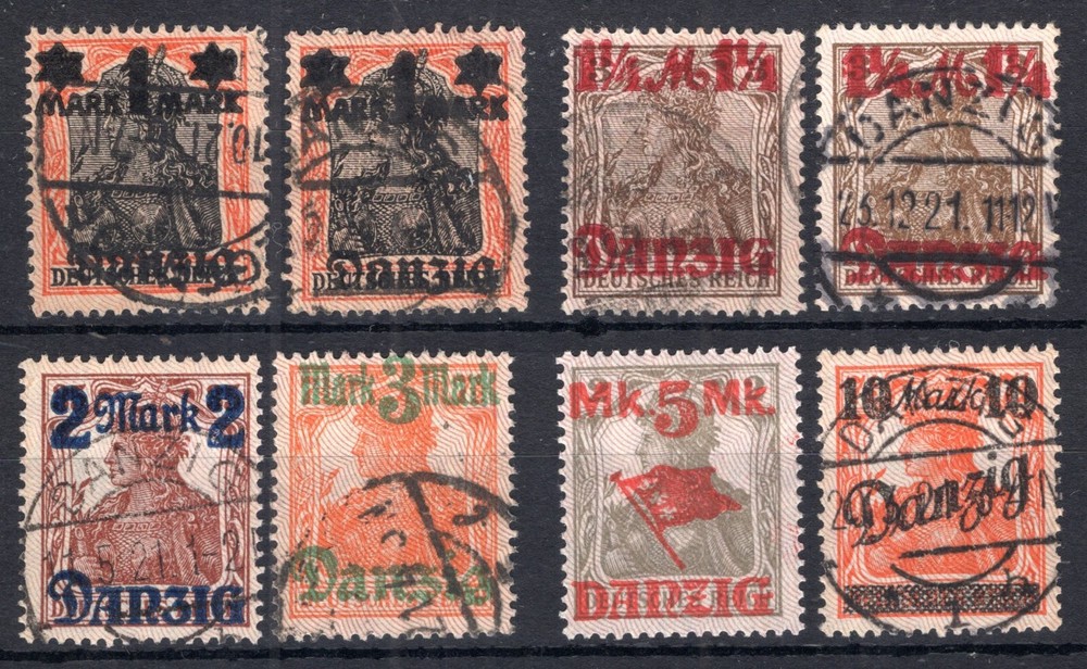 GERMANY / DANZIG / MI # 41 I/II – 42 I/II – 43I – 44I – 45I – 46I USED – CV 380€
