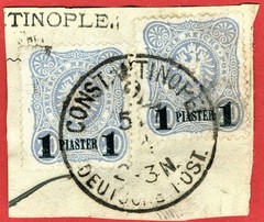 [sto443] GERMANY 1884 Turkish Offices scott#4 On Piece CONSTANSTINOPEL LEVANT