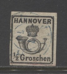 Germany States 1860 HANNOVER 1/2 Groschen issue used, signed $ 300.00