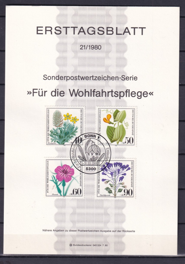 Bundesrepublik ETB 1059-62 Scott B577-80 Flowers
