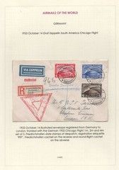 GERMANY 1933 GRAF ZEPPELIN TO US FRANKED THE CHICAGO FLIGHT SET SC. #C43-C45