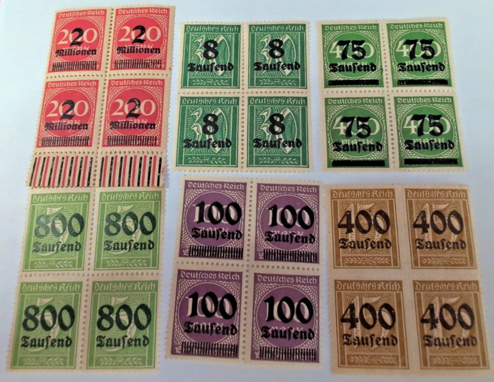 LOT of 6 MNH stamp (block of 4) Overprint German Republic 1923