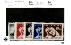 Croatia, Postage Stamp, #RA3-RA7 Mint Hinged, 1944 WWII German State (AC)