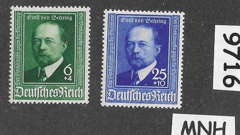 MNH stamp set B186-187 Third Reich Germany 1940 Von Behring Scientist #9716
