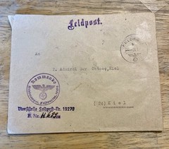 WWII GERMAN FELDPOST COVER ADMIRAL DER OSTSEE , KIEL No 19270 EAGLE CACHET
