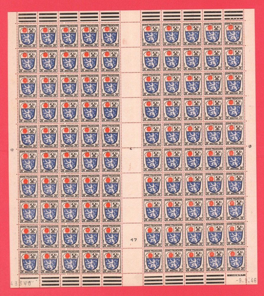 Stamps: Germany 1946 French Zone, Saarland, 24pf, Sc #4N9. NEW. MNH. OG. ST10