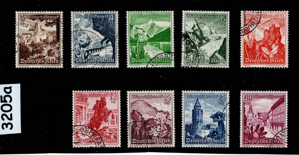 Used Stamp set B123-131 1938 Germany Third Reich Winter relief fund #3205a