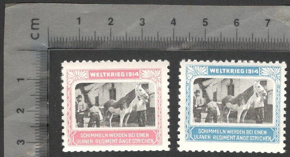 (AOP) Germany WWI WELTKRIEG 1914 poster stamps(2) ULHAN REGIMENT MNH