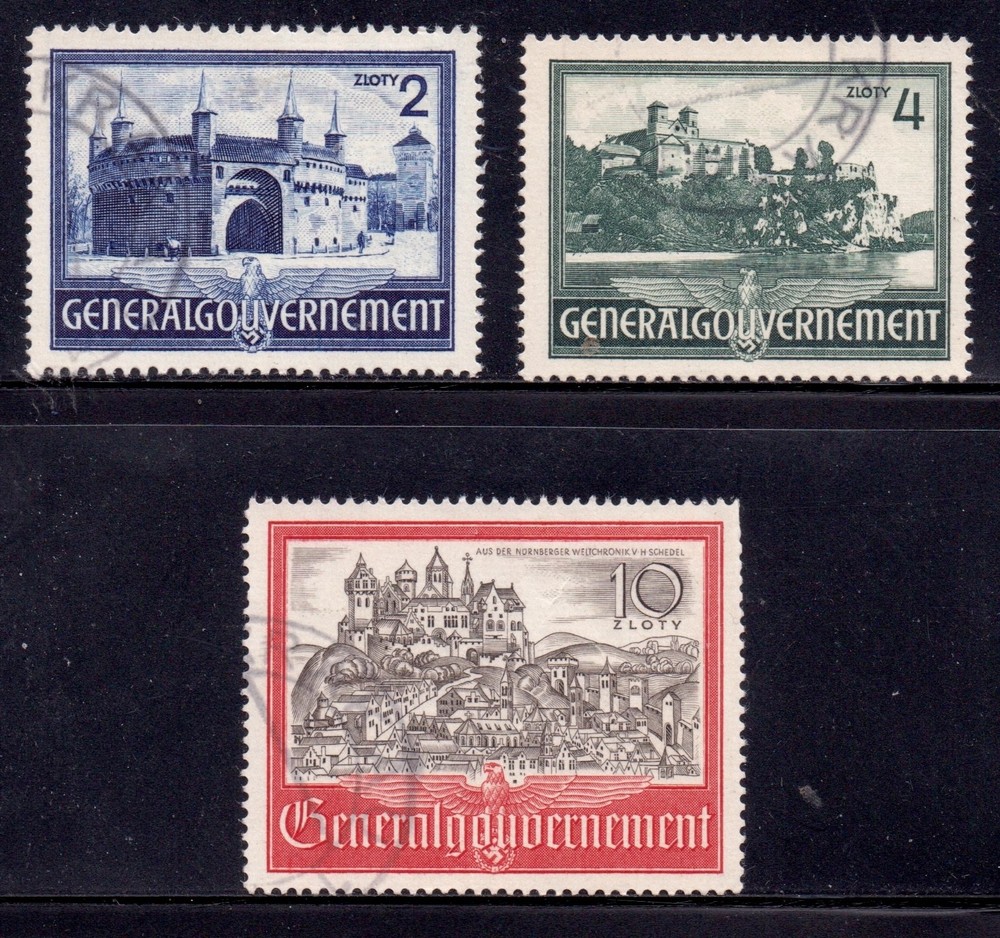 EBS Generalgouvernement 1941 – Buildings – Bauwerke – Michel 63-65 – Used – (u3