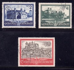EBS Generalgouvernement 1941 – Buildings – Bauwerke – Michel 63-65 – Used – (u3