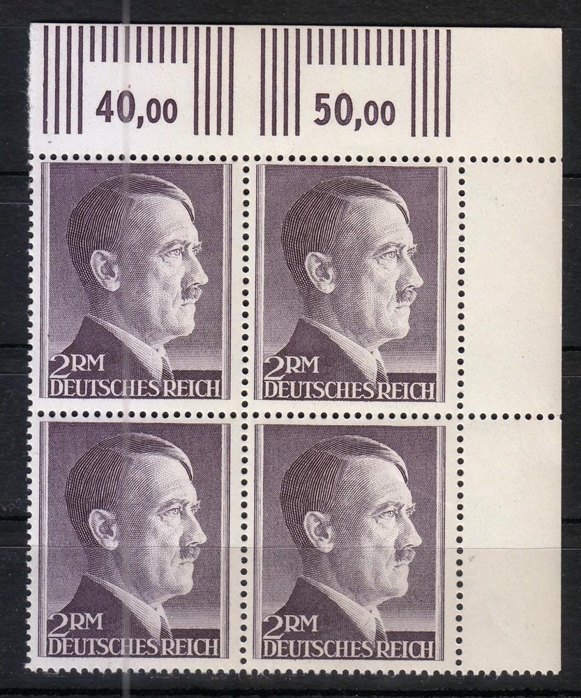 Germany 1944 MNH Mi 800B Sc 525 Adolf Hitler- upper right corner- Block P K14 **