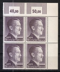 Germany 1944 MNH Mi 800B Sc 525 Adolf Hitler- upper right corner- Block P K14 **