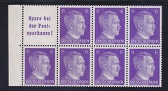 Germany 510a Mi H-Blatt 120 MNH 1941 „Hitler Head“ Booklet Pane Slogan #1 VF-XF