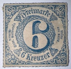 Travelstamps:1859-1866 Germany Thurn and Taxis , Mint Og MOGH 6 Kreuzer