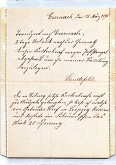 GERMANY 1898 POSTAL HISTORY STATIONERY CARD-LETTER ADDR COBURG POSTMARK EISENACH
