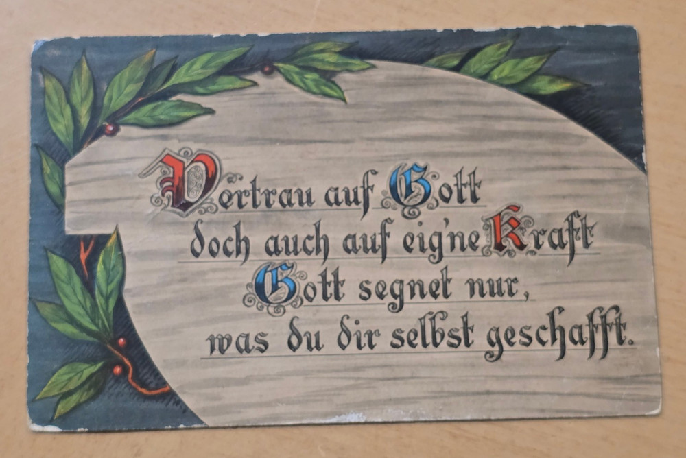 WWI German Patriotic Postcard 1916 Mochau Cancel Feldpost Soldiers Mail 1916