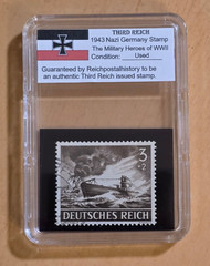 WWII Nazi German Third Reich 1943 War Military Stamp w Kriegsmarine Navy Battle