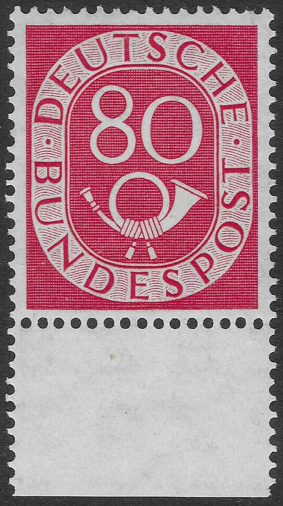 GERMANY 1951. 80pf POSTHORN MNH. ORIGINAL GUM. SG. 1059. (C674)