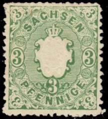 SAXONY 15a – Coat of Arms „1863 Yellow Green“ (pc12631) $95