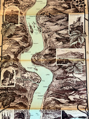 Late 1890s Der Rhein Von Mainz Bis Köln 76 Inch Rheinpanorama Map Fully Intact