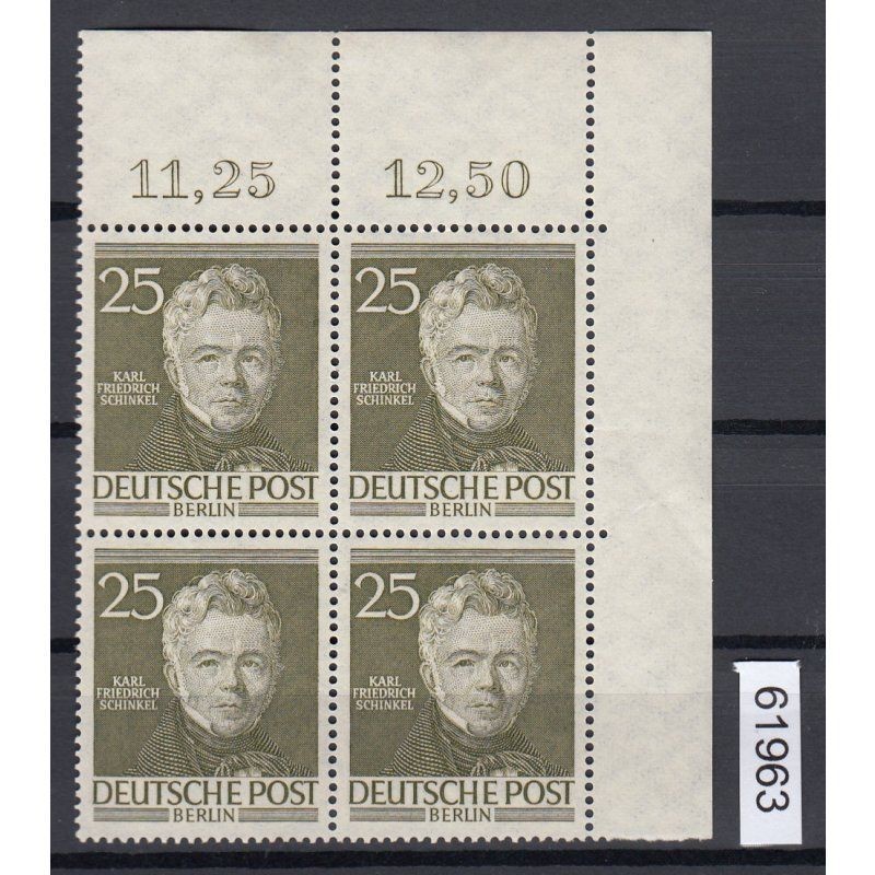 Berlin 1952, Mich.-No.: 98 ** Corner border 4-block