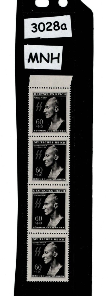 MNH Stamps Sc B20 / Heydrich / Hitlers Hangman 1943 Germany Occupation #3028a