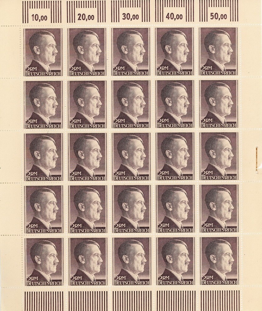 Stamp Germany Mi 800 Sc 525 Sheet 1941 WWII War Era Hitler MNH Ink Adhesion