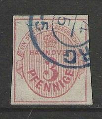 1859 German States HANNOVER 3 Pfennig issue used signed, $ 127.00